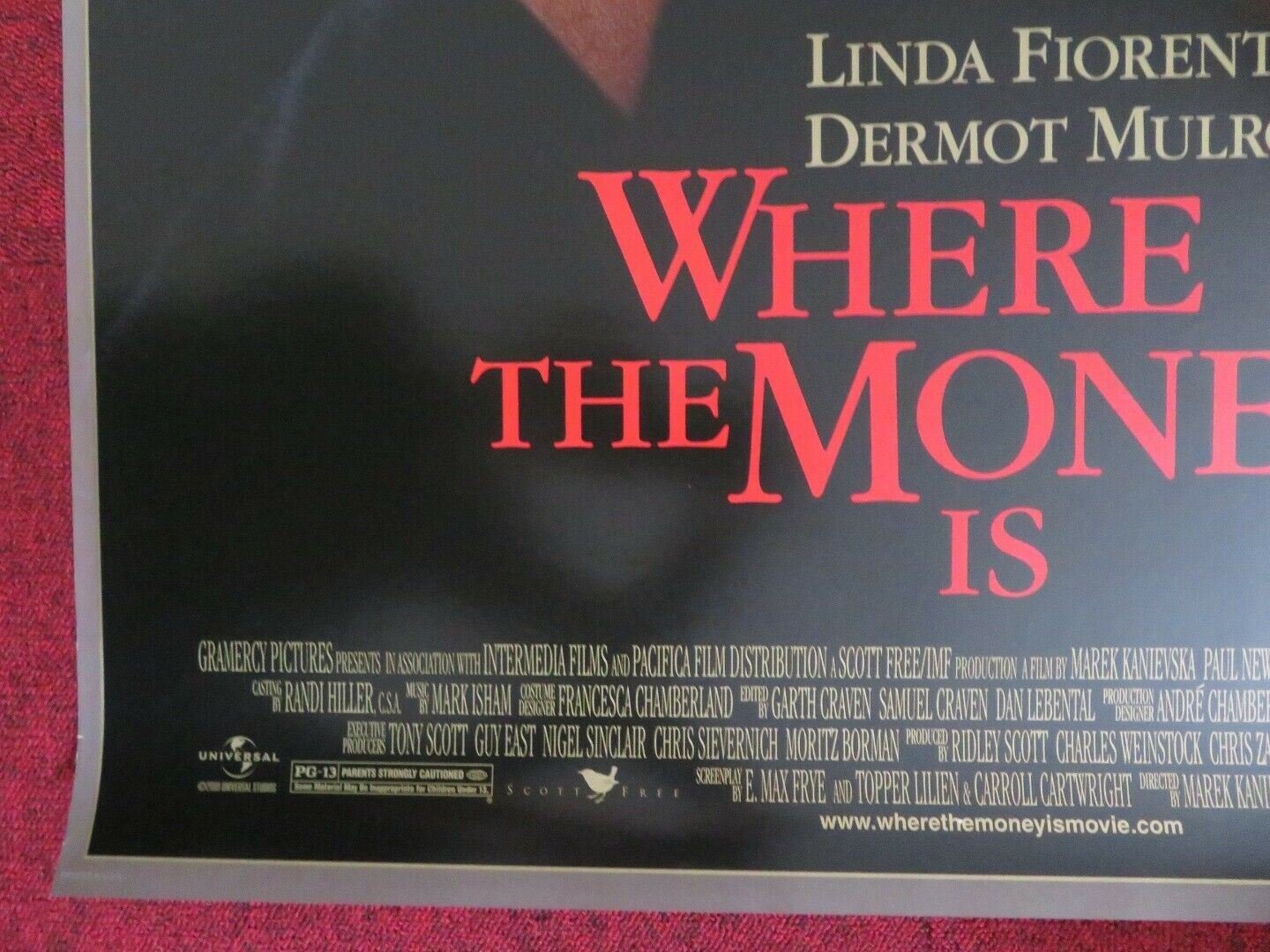 WHERE THE MONEY IS US ONE SHEET ROLLED POSTER DERMOT MULRONEY 2000 Movie posters