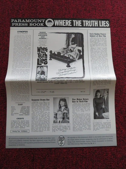WHERE THE TRUTH LIES US UNCUT PRESSBOOK JULIETTE GRECO LISELOTTE PULVER 1962 Rendezvous Cinema Movie posters