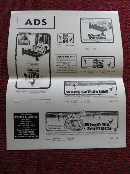 WHERE THE TRUTH LIES US UNCUT PRESSBOOK JULIETTE GRECO LISELOTTE PULVER 1962 Rendezvous Cinema Movie posters