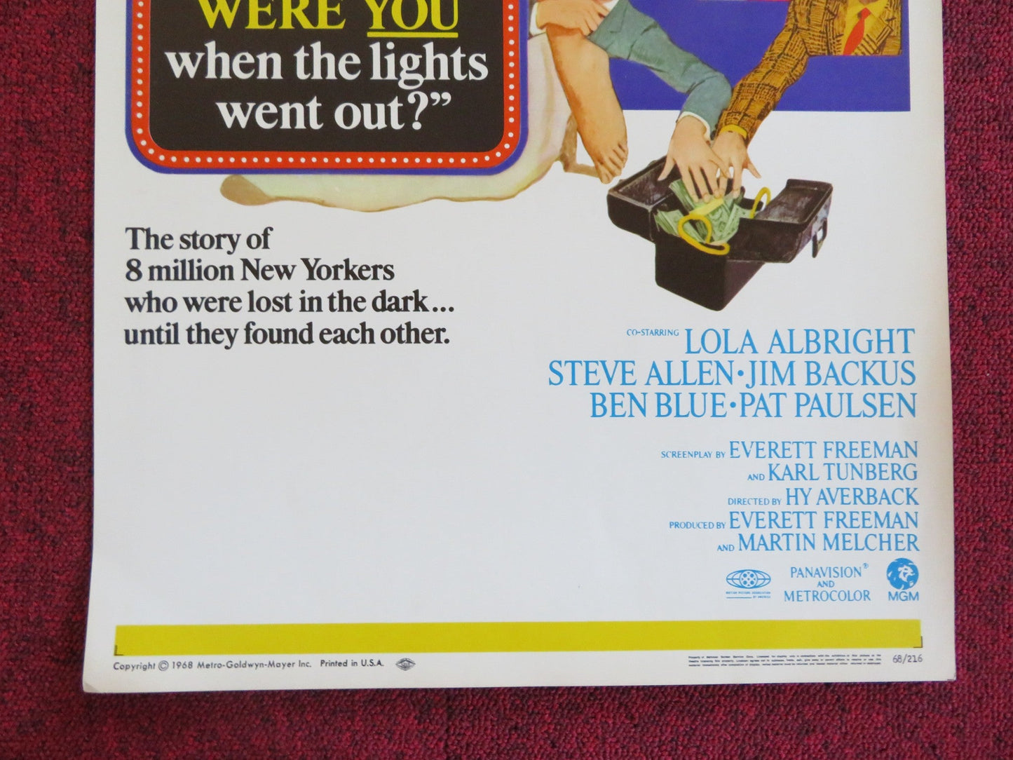 WHERE WERE YOU WHEN THE LIGHTS WENT OUT? US INSERT (14"x 36") POSTER D. DAY 1968 Rendezvous Cinema Movie posters