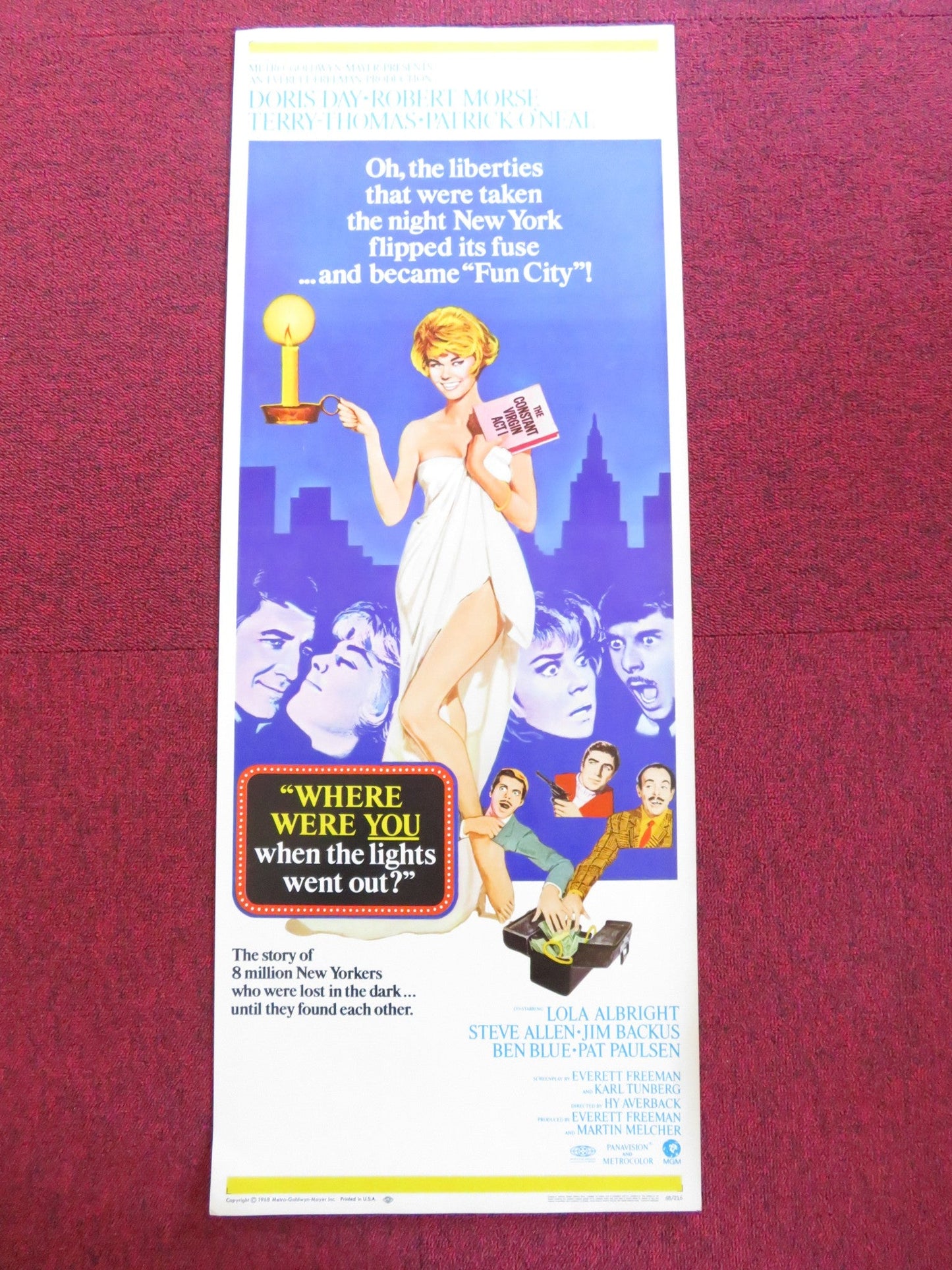 WHERE WERE YOU WHEN THE LIGHTS WENT OUT? US INSERT (14"x 36") POSTER D. DAY 1968 Rendezvous Cinema Movie posters
