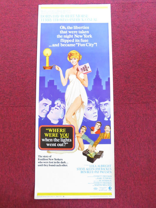 WHERE WERE YOU WHEN THE LIGHTS WENT OUT? US INSERT (14"x 36") POSTER D. DAY 1968 Rendezvous Cinema Movie posters