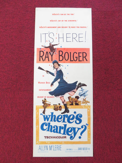 WHERE'S CHARLEY? US INSERT (14"x 36") POSTER RAY BOLGER ALLYN MCLERIE 1952 Rendezvous Cinema Movie posters