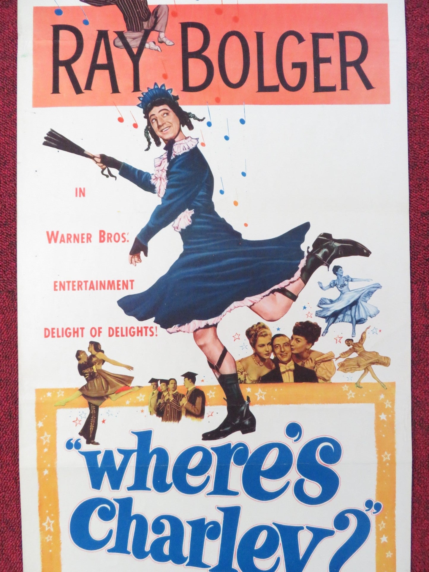 WHERE'S CHARLEY? US INSERT (14"x 36") POSTER RAY BOLGER ALLYN MCLERIE 1952 Rendezvous Cinema Movie posters