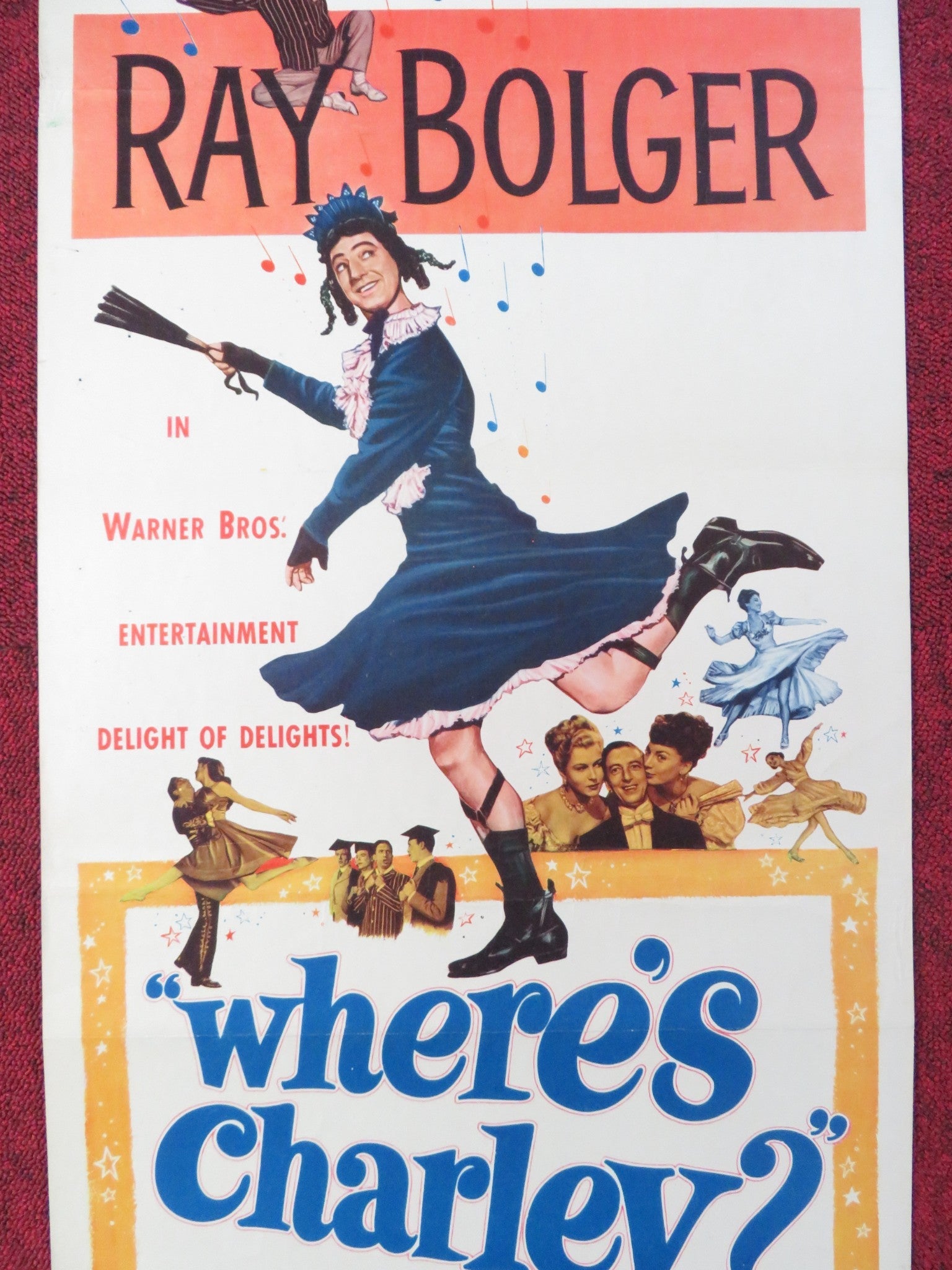WHERE'S CHARLEY? US INSERT (14"x 36") POSTER RAY BOLGER ALLYN MCLERIE 1952 Rendezvous Cinema Movie posters