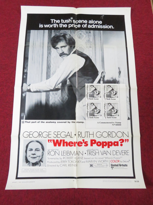 WHERE'S POPPA? FOLDED US ONE SHEET POSTER GEORGE SEGAL RUTH GORDON 1970 Rendezvous Cinema Movie posters