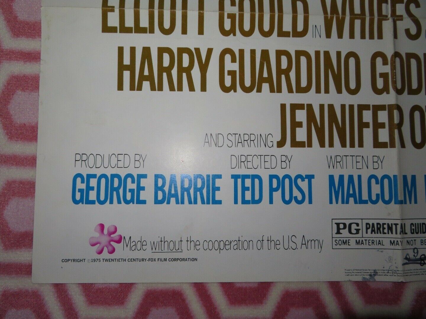 WHIFFS ONE SHEET POSTER FOLDED ELLIOTT GOULD EDDIE ALBERT JENNIFFER O'NEIL Rendezvous Cinema Movie posters