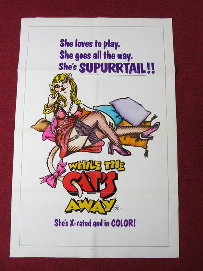 WHILE THE CAT'S AWAY.. US TRI FOLDED ONE SHEET ROLLED POSTER KATHRYN FORD 1972 Rendezvous Cinema Movie posters