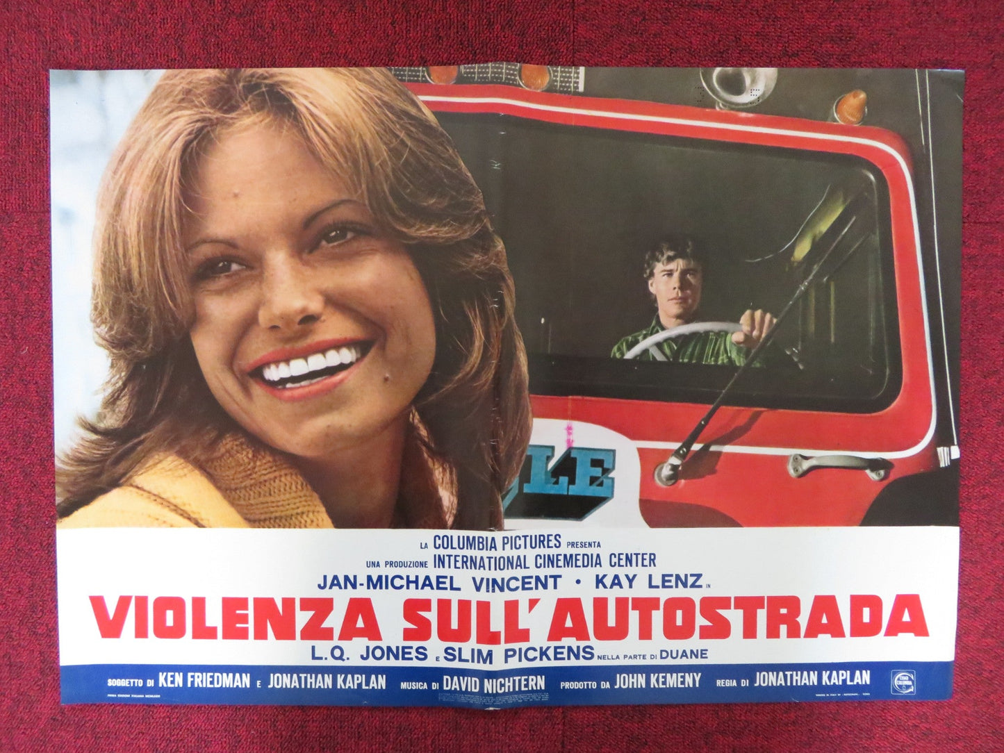 WHITE LINE FEVER - A ITALIAN FOTOBUSTA POSTER JAN - MICHAEL VINCENT KAY LENZ 1975 Rendezvous Cinema Movie posters