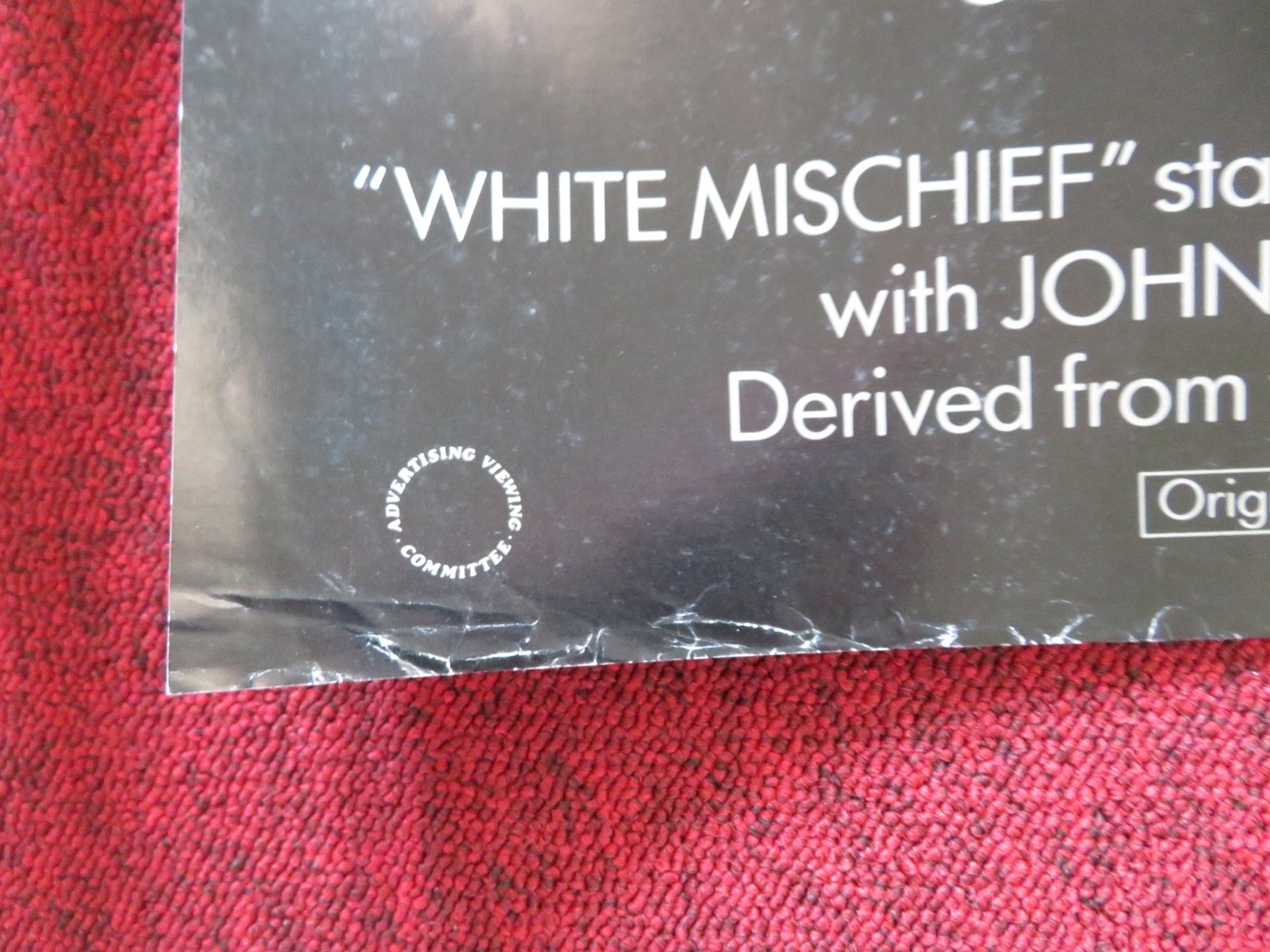 WHITE MISCHIEF UK QUAD POSTER FOLDED CHARLES DANCE SARAH MILES 1987 Rendezvous Cinema Movie posters