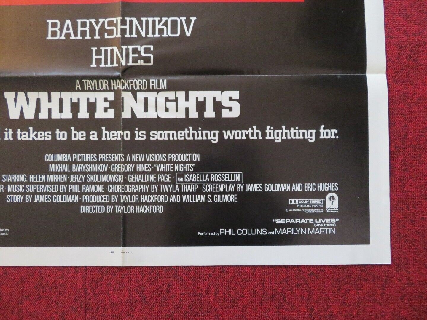 WHITE NIGHTS FOLDED US ONE SHEET POSTER BARYSHNIKOV HINES 1985 Movie posters