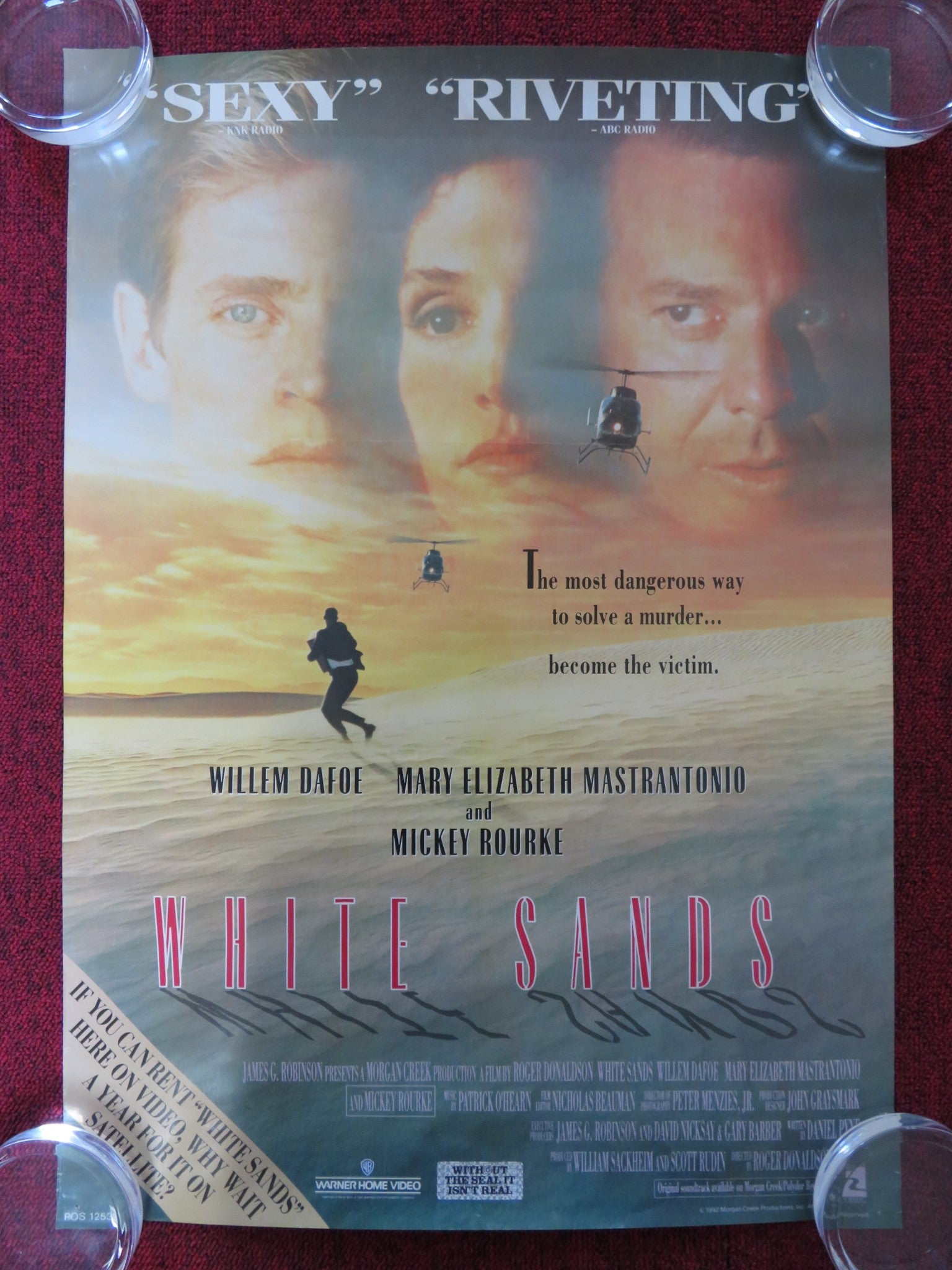 WHITE SANDS VHS VIDEO POSTER WILLEM DAFOE MICKEY ROURKE 1992 Rendezvous Cinema Movie posters