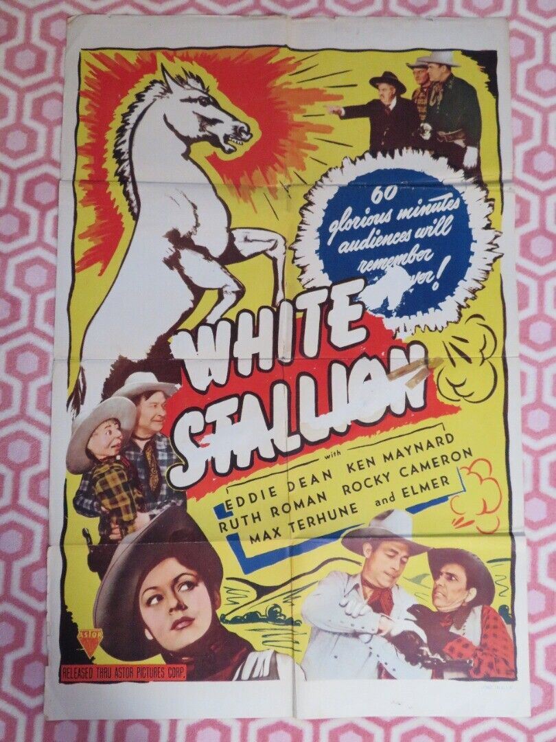 WHITE STALLION/ Harmony Trail FOLDED US ONE SHEET POSTER EDDIE DEAN 1944 Movie posters