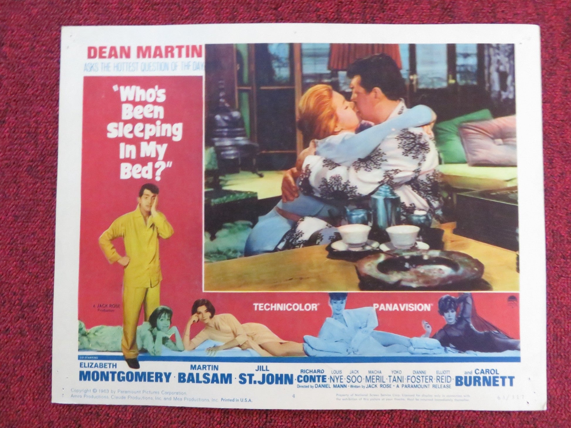 WHO'S BEEN SLEEPING IN MY BED? US LOBBY CARD FULL SET DEAN MARTIN ELIZABETH 1963 Rendezvous Cinema Movie posters