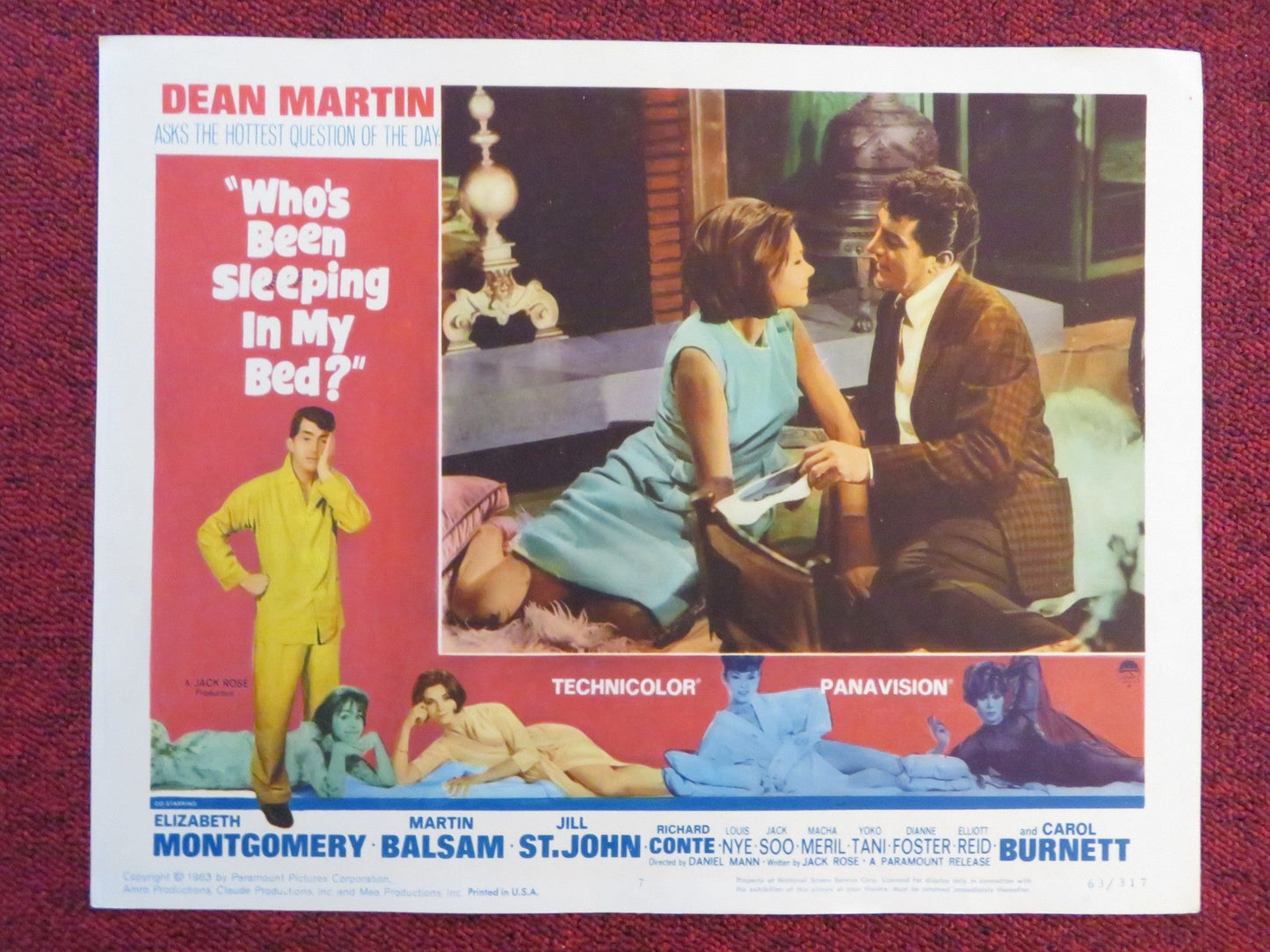 WHO'S BEEN SLEEPING IN MY BED? US LOBBY CARD FULL SET DEAN MARTIN ELIZABETH 1963 Rendezvous Cinema Movie posters
