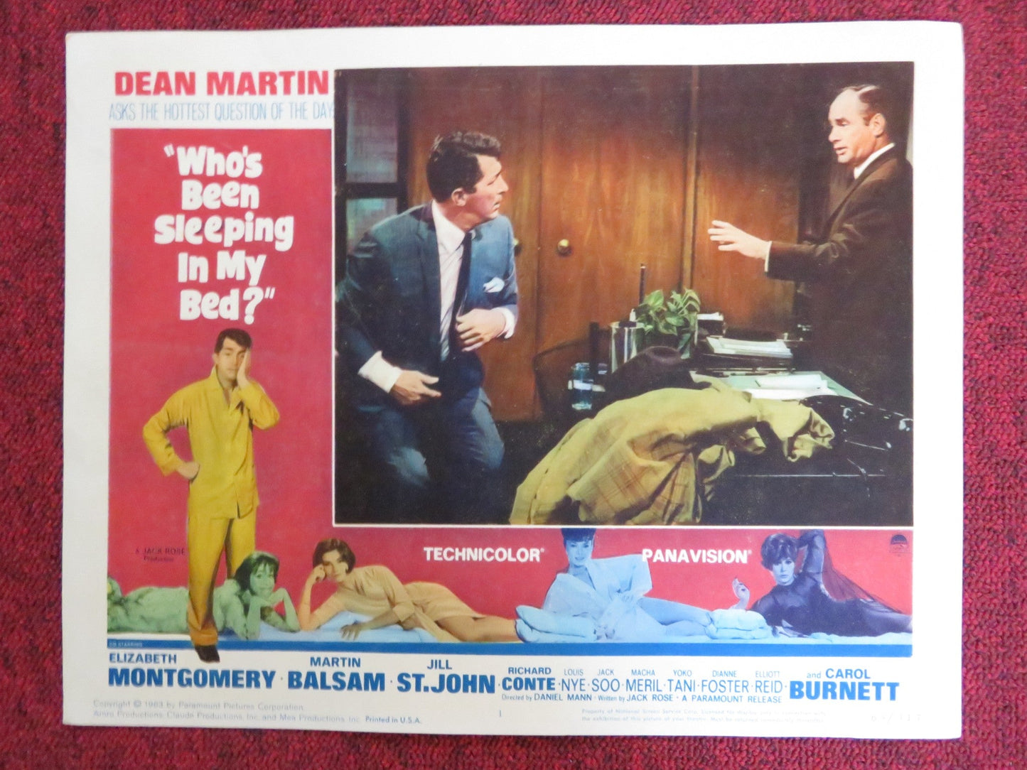 WHO'S BEEN SLEEPING IN MY BED? US LOBBY CARD FULL SET DEAN MARTIN ELIZABETH 1963 Rendezvous Cinema Movie posters