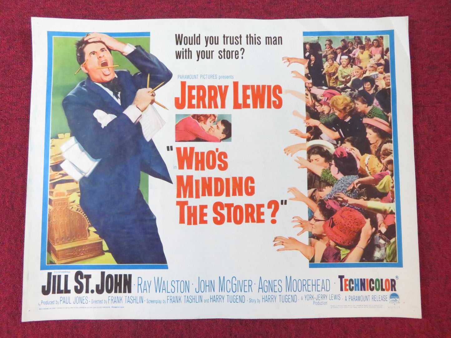 WHO'S MINDING THE STORE US HALF SHEET (22"x 28") POSTER JERRY LEWIS 1963 Rendezvous Cinema Movie posters