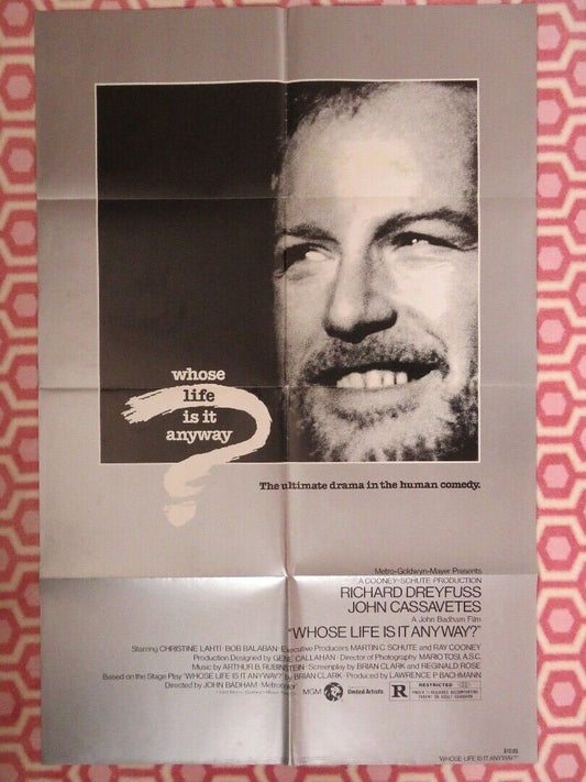 WHOSE LIFE IS IT ANYWAY? US ONE SHEET POSTER RICHARD DREYFUSS BADHAM Rendezvous Cinema Movie posters
