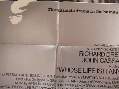 WHOSE LIFE IS IT ANYWAY? US ONE SHEET POSTER RICHARD DREYFUSS BADHAM Rendezvous Cinema Movie posters