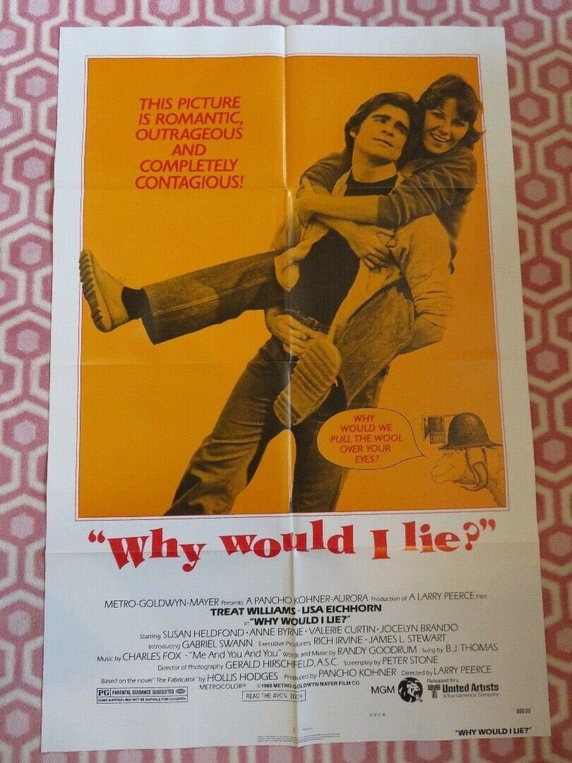 WHY WOULD I LIE? STYLE B US ONE SHEET POSTER TREAT WILLIAMS LISA EICHHORN 1980 Movie posters