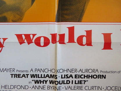 WHY WOULD I LIE? STYLE B US ONE SHEET POSTER TREAT WILLIAMS LISA EICHHORN 1980 Movie posters