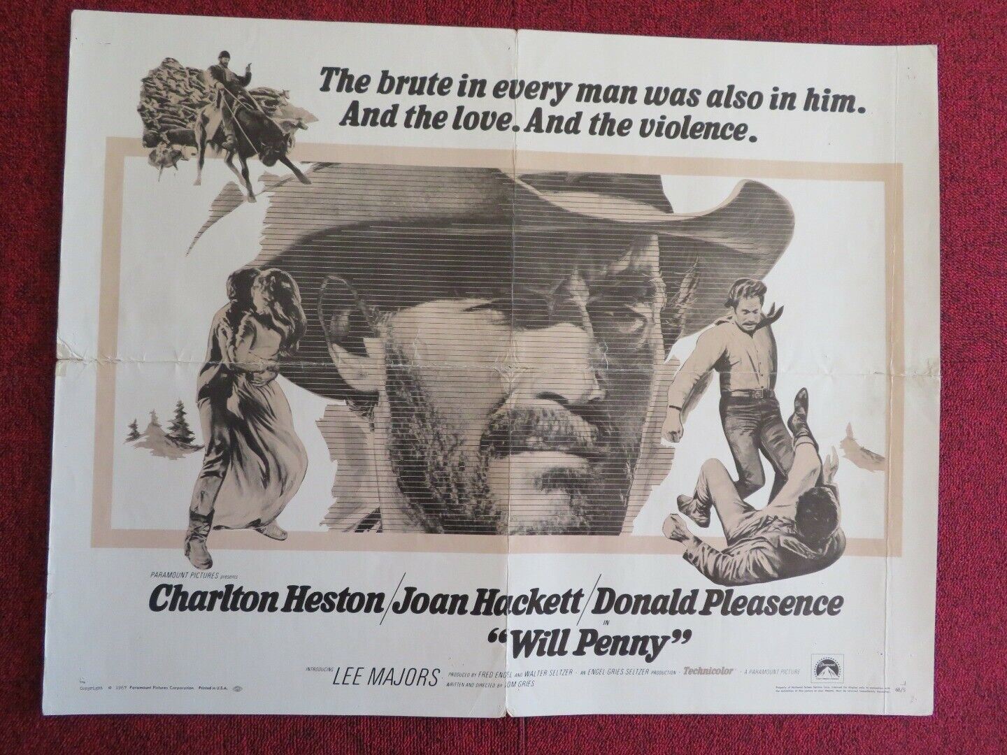 WILL PENNY US HALF SHEET (22"x 28") POSTER CHARLTON HESTON JOAN HACKETT 1967 Movie posters