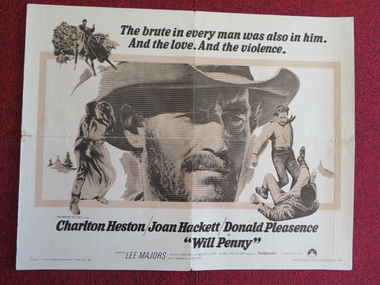 WILL PENNY US HALF SHEET (22"x 28") POSTER CHARLTON HESTON JOAN HACKETT 1967 Movie posters