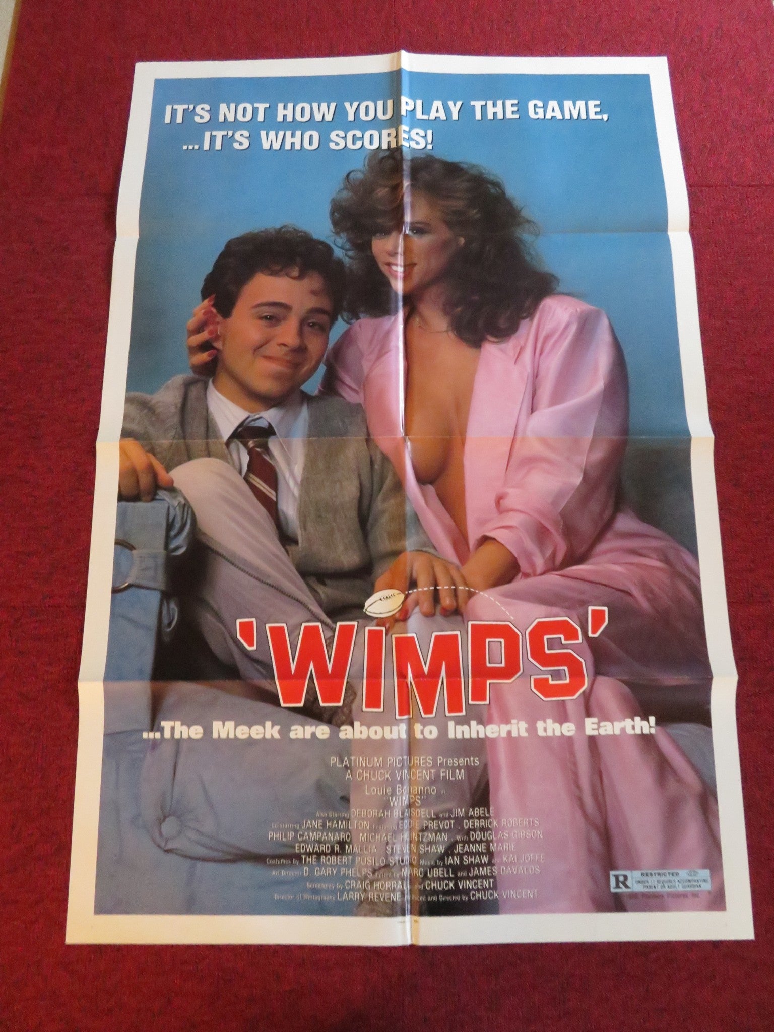 WIMPS FOLDED US ONE SHEET POSTER LOUIE BONANNO TRACEY ADAMS 1986 Rendezvous Cinema Movie posters