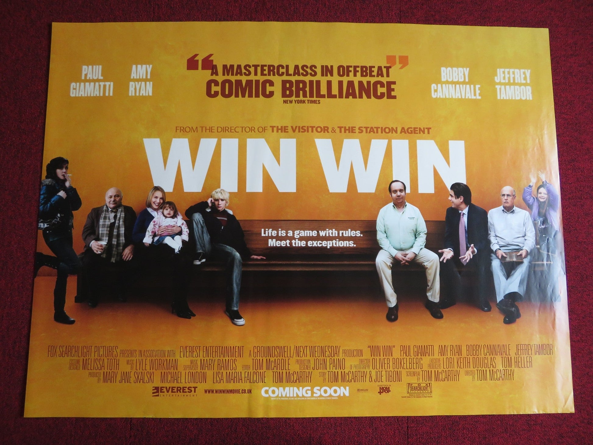 WIN WIN UK QUAD (30"x 40") ROLLED POSTER PAUL GIAMATTI AMY RYAN 2011 Rendezvous Cinema Movie posters