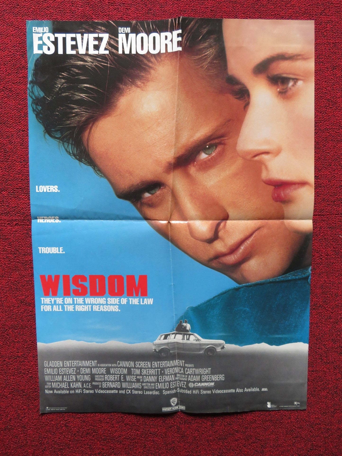 WISDOM FOLDED US VHS ONE SHEET POSTER EMILIO ESTEVEZ DEMI MOORE 1986 Rendezvous Cinema Movie posters