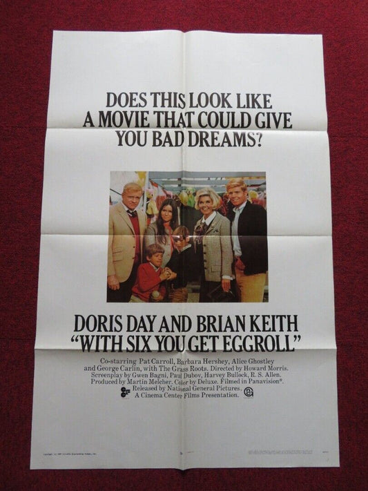 WITH SIX YOU GET EGG ROLL FOLDED US ONE SHEET POSTER DORIS DAY BRIAN KEITH 1968 Movie posters