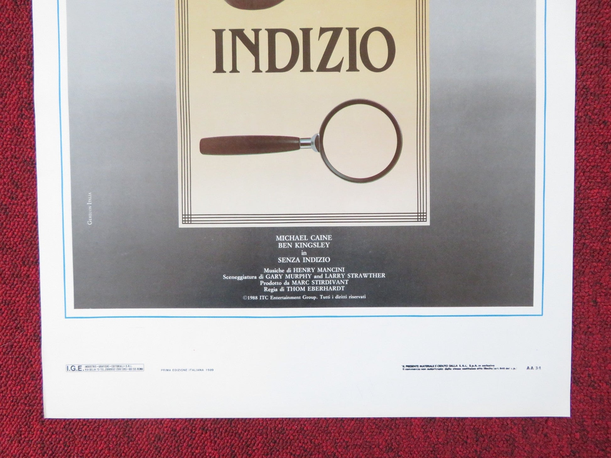 WITHOUT A CLUE ITALIAN LOCANDINA POSTER MICHAEL CAINE BEN KINGSLEY 1989 Rendezvous Cinema Movie posters