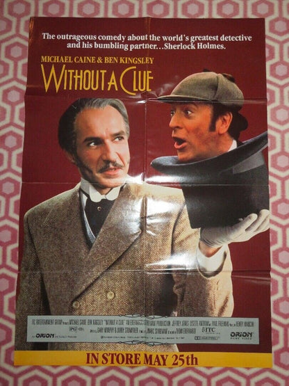 WITHOUT A CLUE VIDEO VHS POSTER FOLDED MICHAEL CAINE BEN KINGSLEY 1988 Movie posters