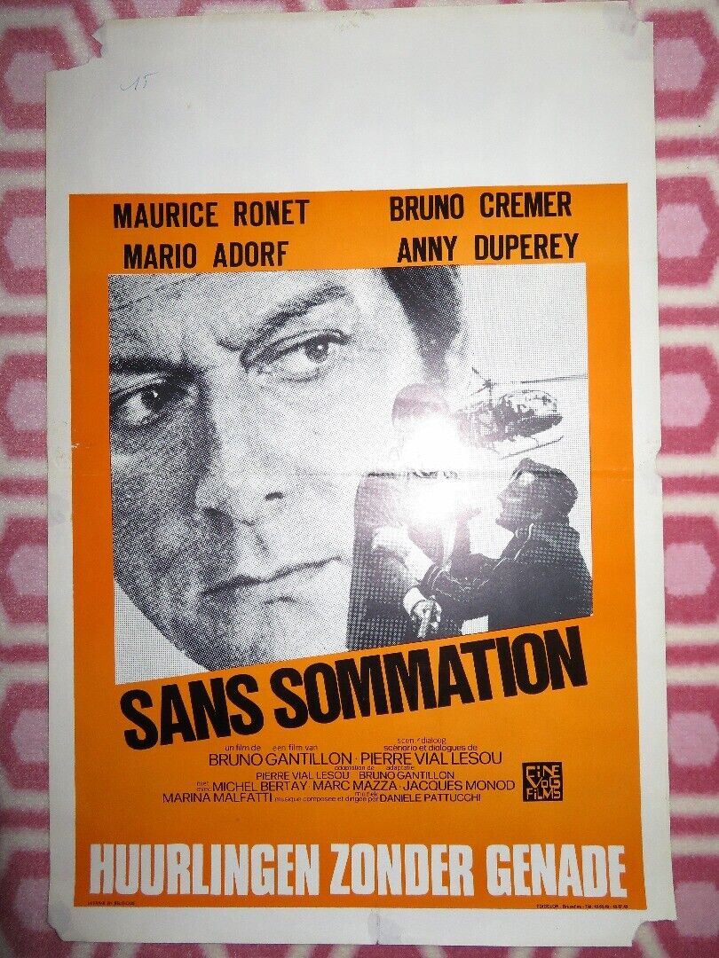 WITHOUT WARNING / SANS SOMMATION BELGIUM (21.5"x 14.5") POSTER MAURICE RONT 1973 Movie posters