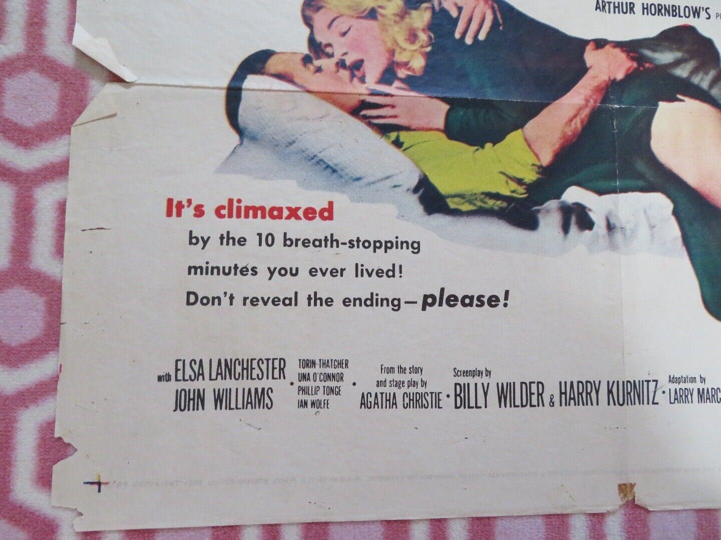 WITNESS FOR THE PROSECUTION FOLDED US ONE SHEET POSTER TYRONE POWER 1957 - Rendezvous Cinema