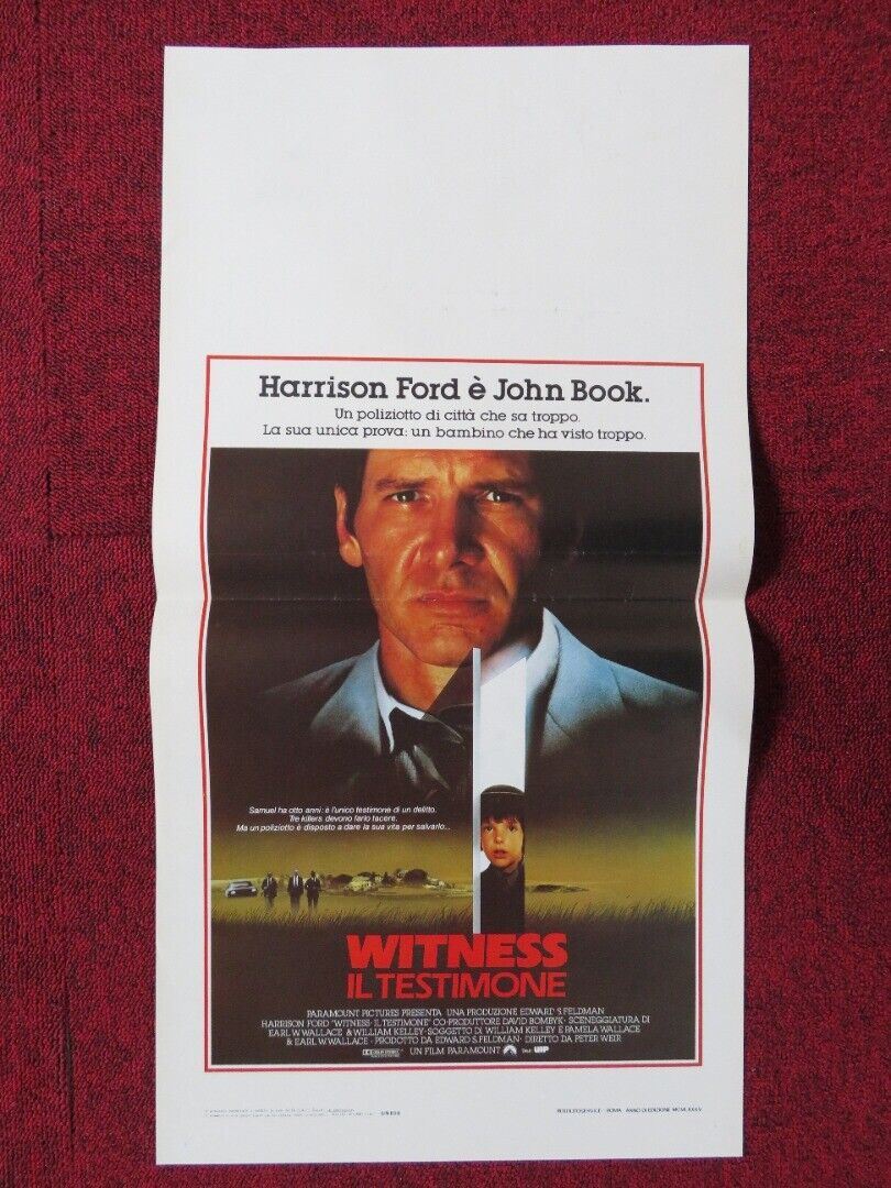 WITNESS ITALIAN LOCANDINA (25"x13") POSTER HARRISON FORD KELLY MCGILLIS 1985 Movie posters