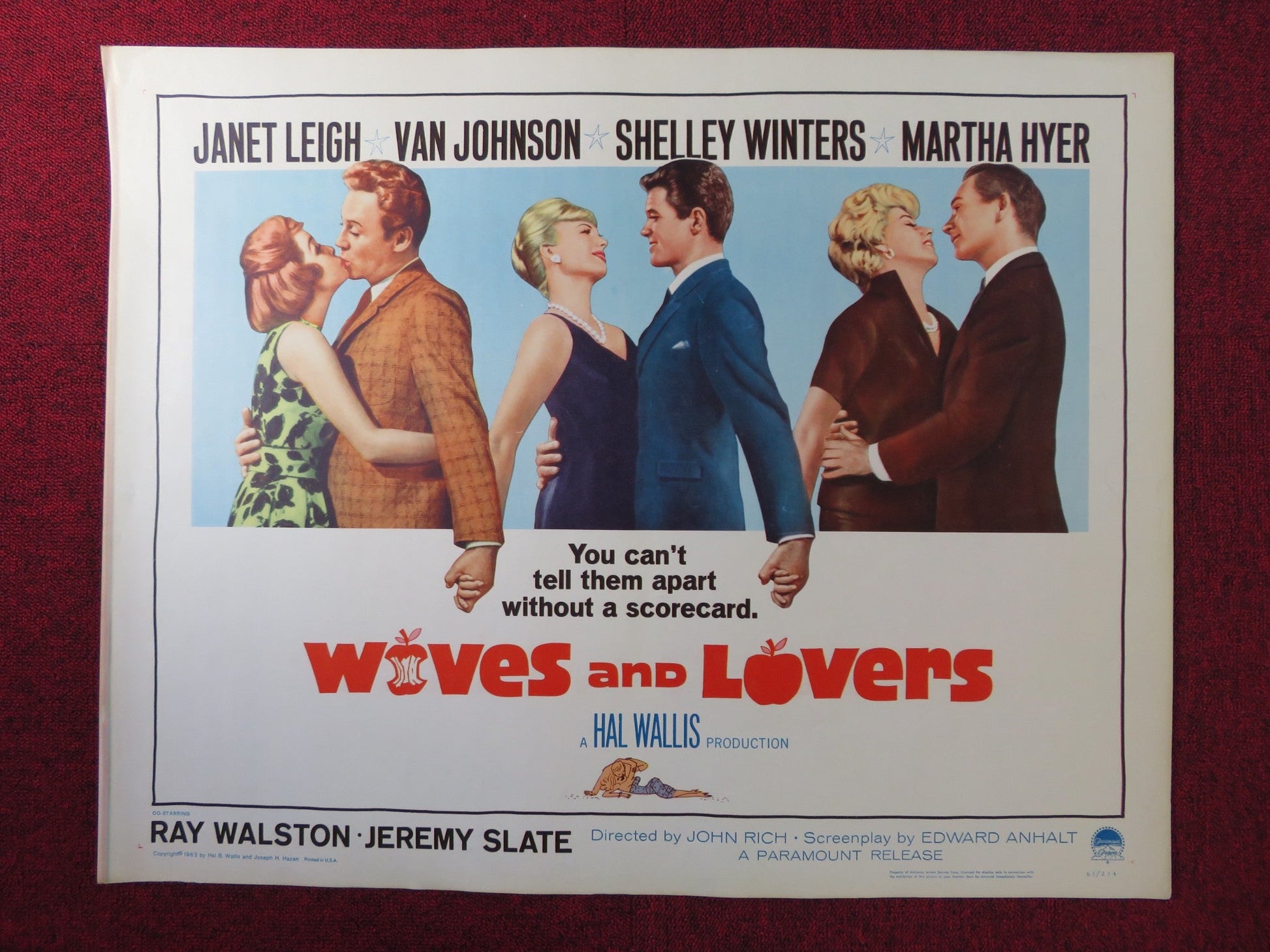 WIVES AND LOVERS US HALF SHEET (22"x 28") POSTER JANET LEIGH VAN JOHNSON 1963 Rendezvous Cinema Movie posters