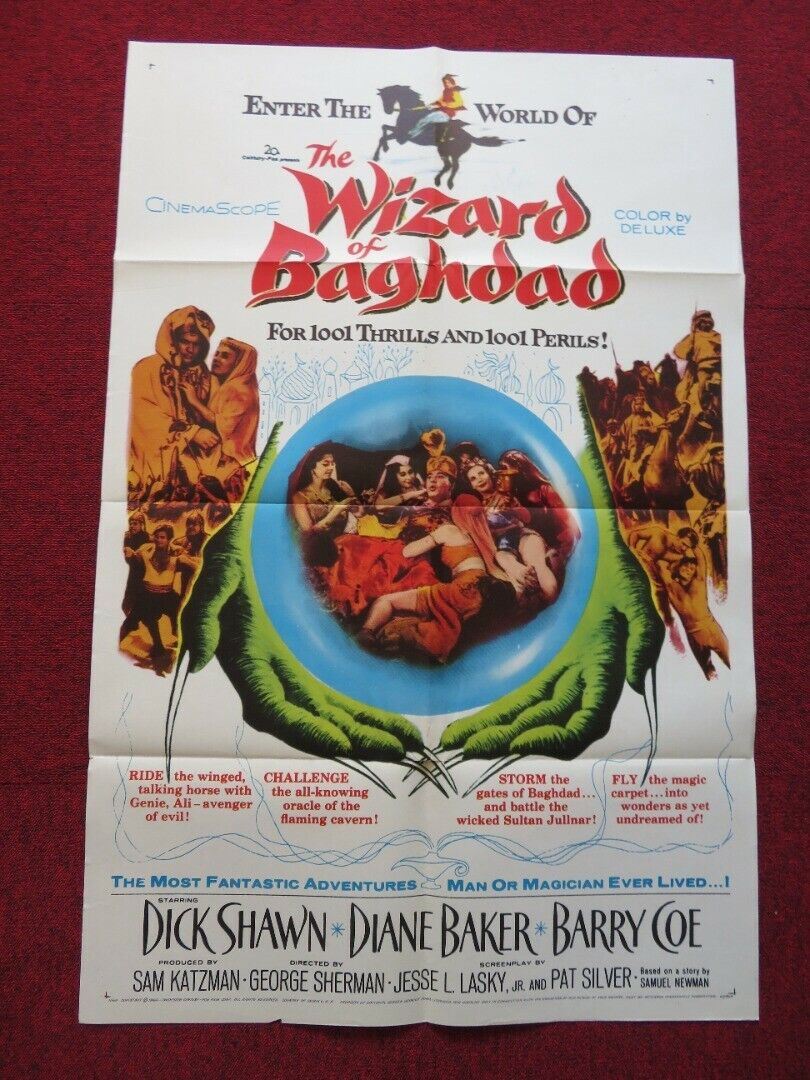 WIZARD OF BAGHDAD FOLDED US ONE SHEET POSTER DICK SHAWN DIANE BAKER 1960 Movie posters