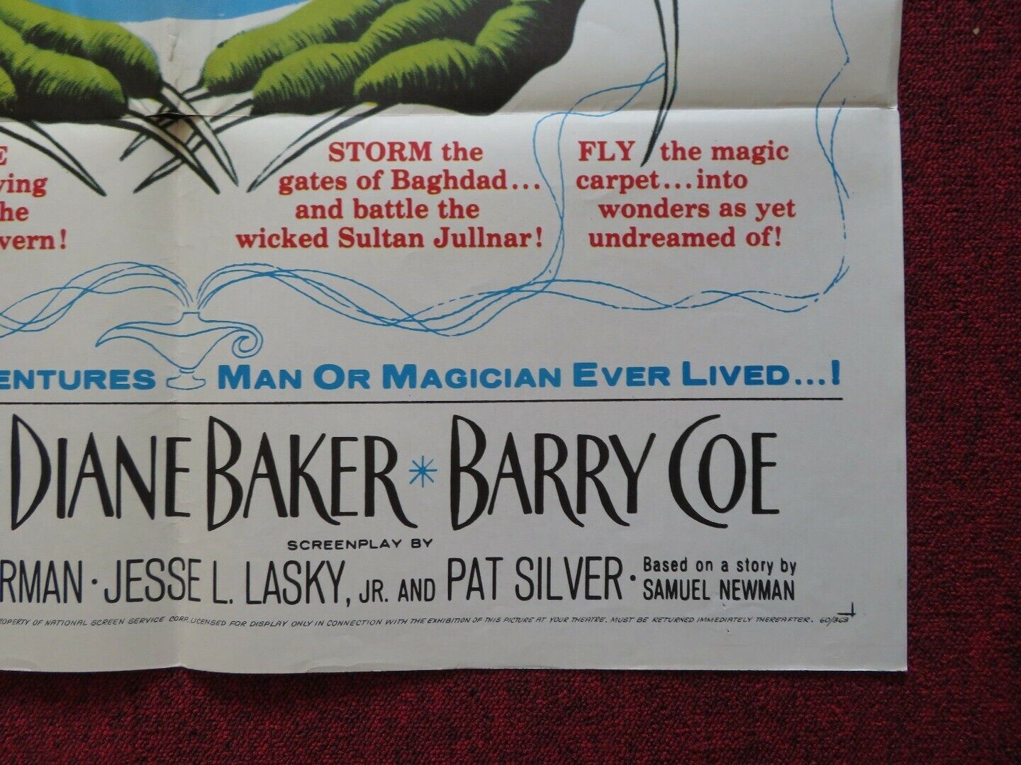 WIZARD OF BAGHDAD FOLDED US ONE SHEET POSTER DICK SHAWN DIANE BAKER 1960 Movie posters