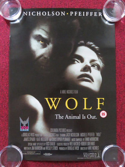 WOLF - 2 SIDED VHS VIDEO POSTER JACK NICHOLSON PFEIFFER 1994 Rendezvous Cinema Movie posters