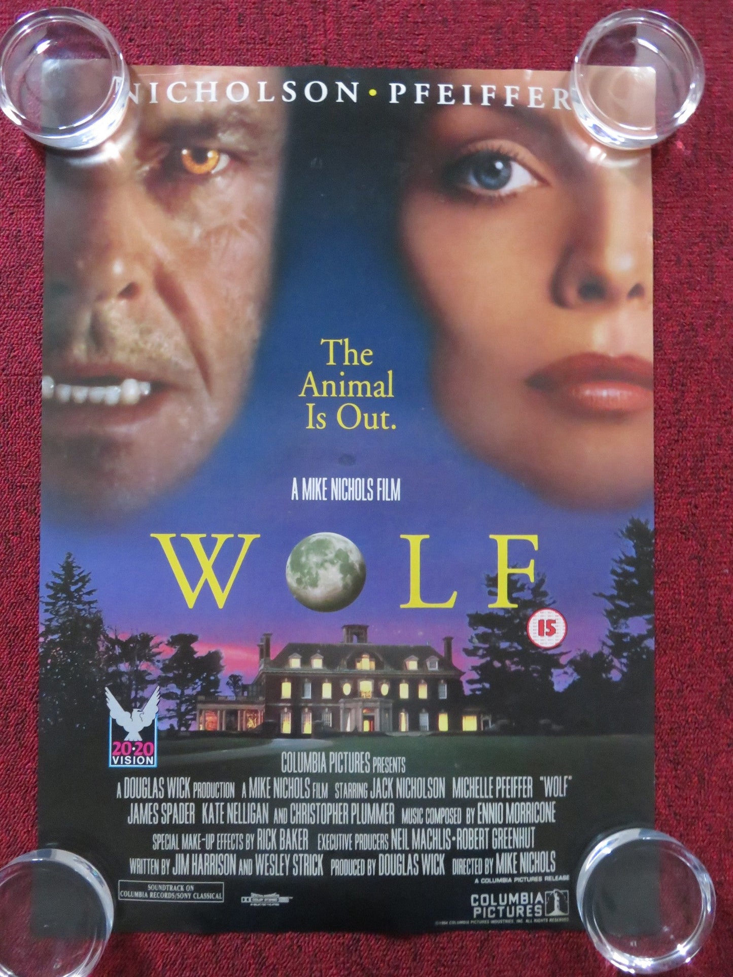 WOLF - 2 SIDED VHS VIDEO POSTER JACK NICHOLSON PFEIFFER 1994 Rendezvous Cinema Movie posters