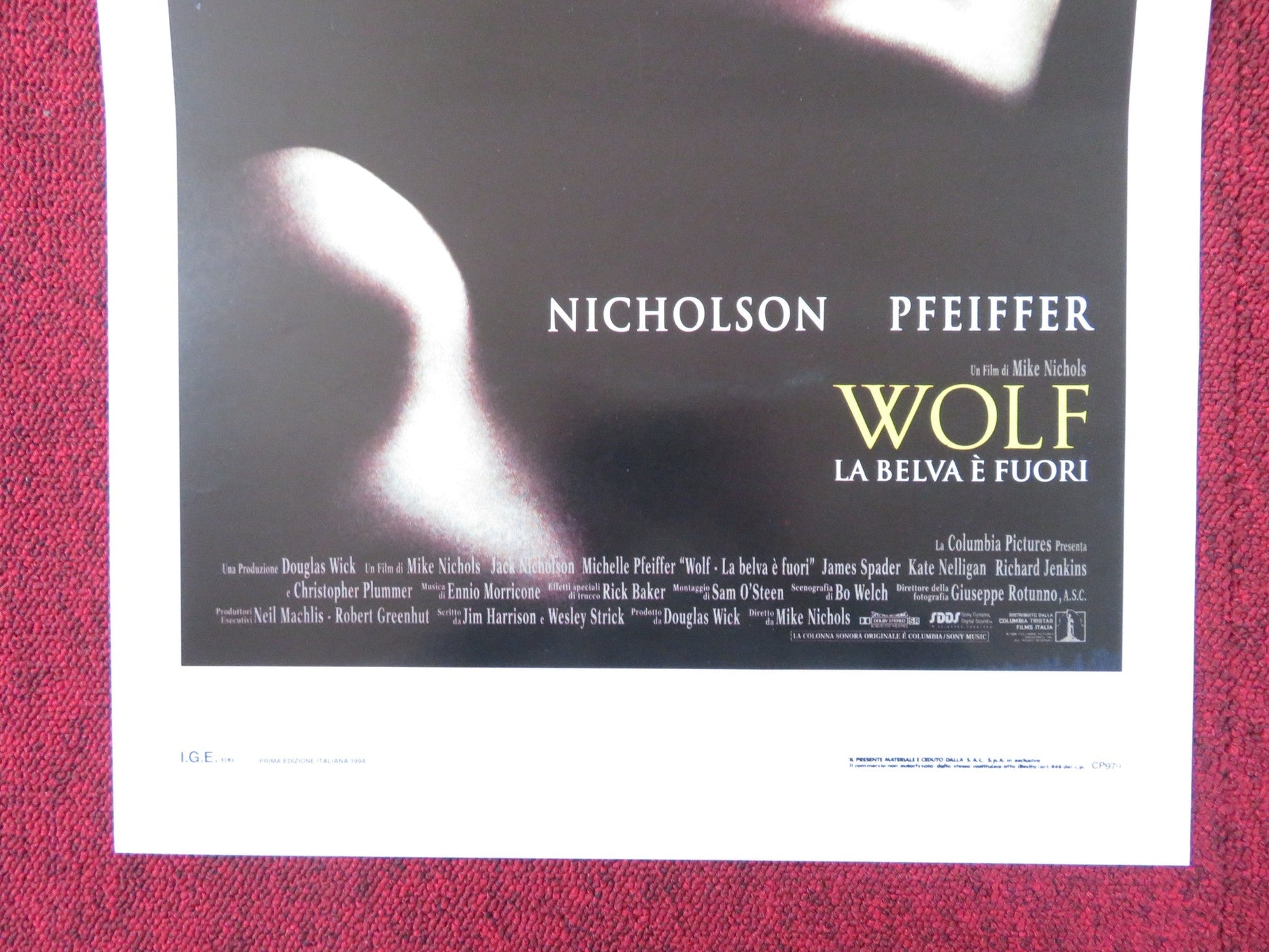 WOLF ITALIAN LOCANDINA POSTER JACK NICHOLSON MICHELLE PFEIFFER 1994 Rendezvous Cinema Movie posters