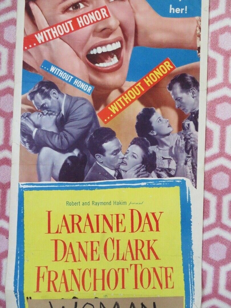 WOMAN ACCUSED /WITHOUT HONOR US INSERT (14"x 36") POSTER LARAINE DAY 1949 - Rendezvous Cinema