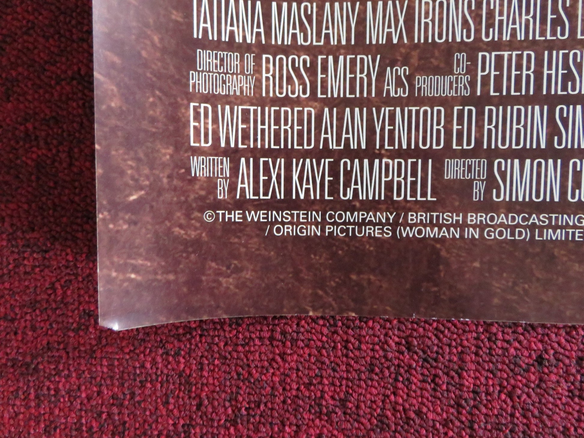 WOMAN IN GOLD UK QUAD (30"x 40") ROLLED POSTER HELEN MIRREN RYAN REYNOLDS 2015 Rendezvous Cinema Movie posters