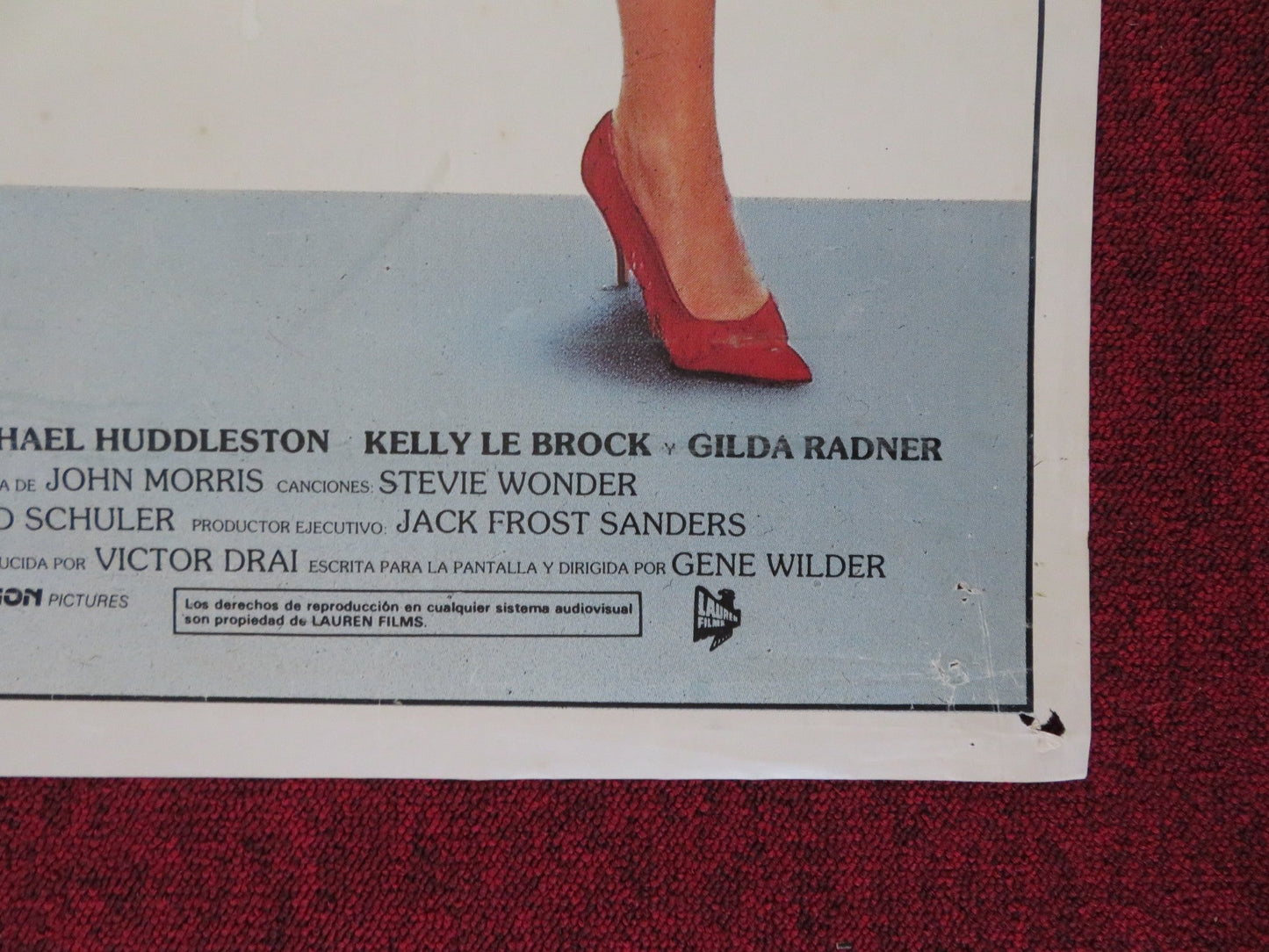 WOMAN IN RED FOLDED SPANISH POSTER GENE WILDER KELLY LE BROCK 1984 Rendezvous Cinema Movie posters