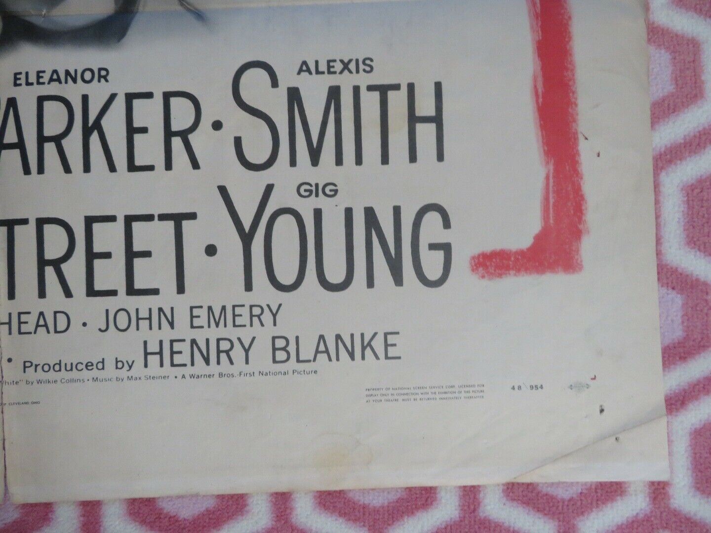 WOMAN IN WHITE FOLDED US ONE SHEET POSTER ELEANOR PAKER ALEXIS SMITH 1948 - Rendezvous Cinema