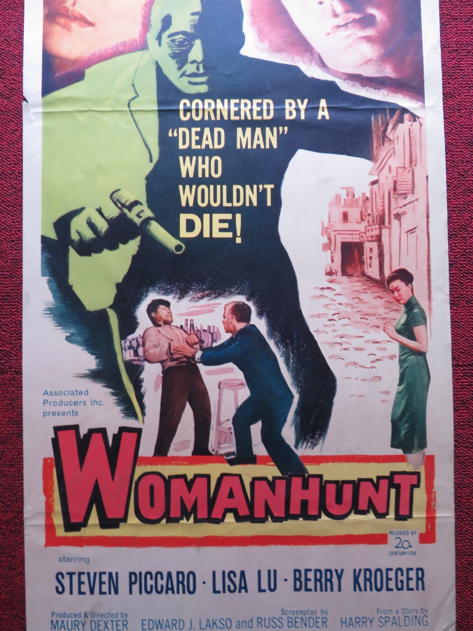 WOMANHUNT US INSERT (14"x 36") POSTER STEVEN PICCARO LISA LU 1961 Rendezvous Cinema Movie posters