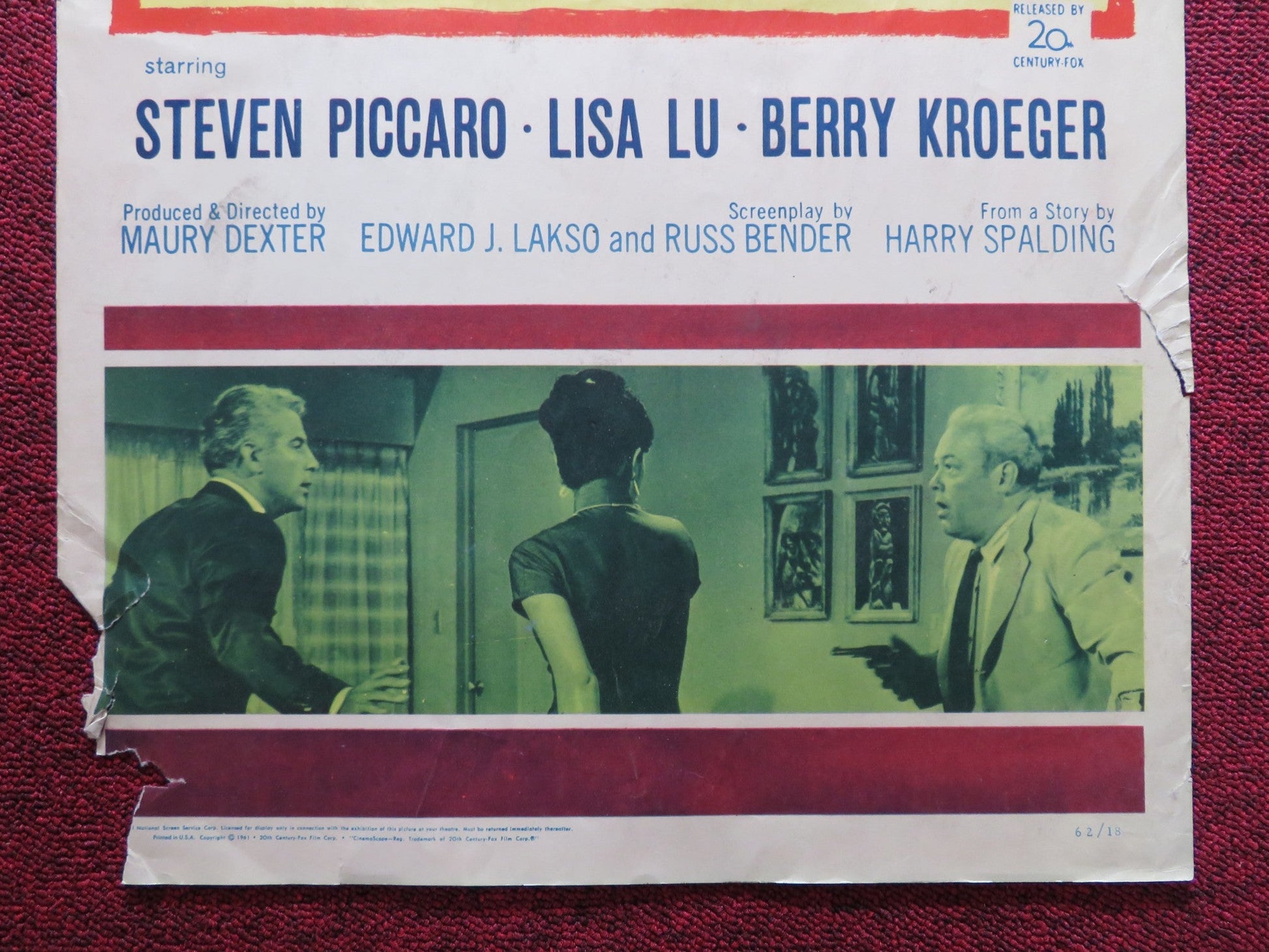 WOMANHUNT US INSERT (14"x 36") POSTER STEVEN PICCARO LISA LU 1961 Rendezvous Cinema Movie posters