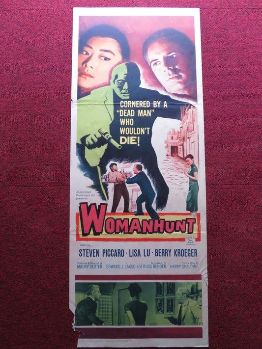 WOMANHUNT US INSERT (14"x 36") POSTER STEVEN PICCARO LISA LU 1961 Rendezvous Cinema Movie posters