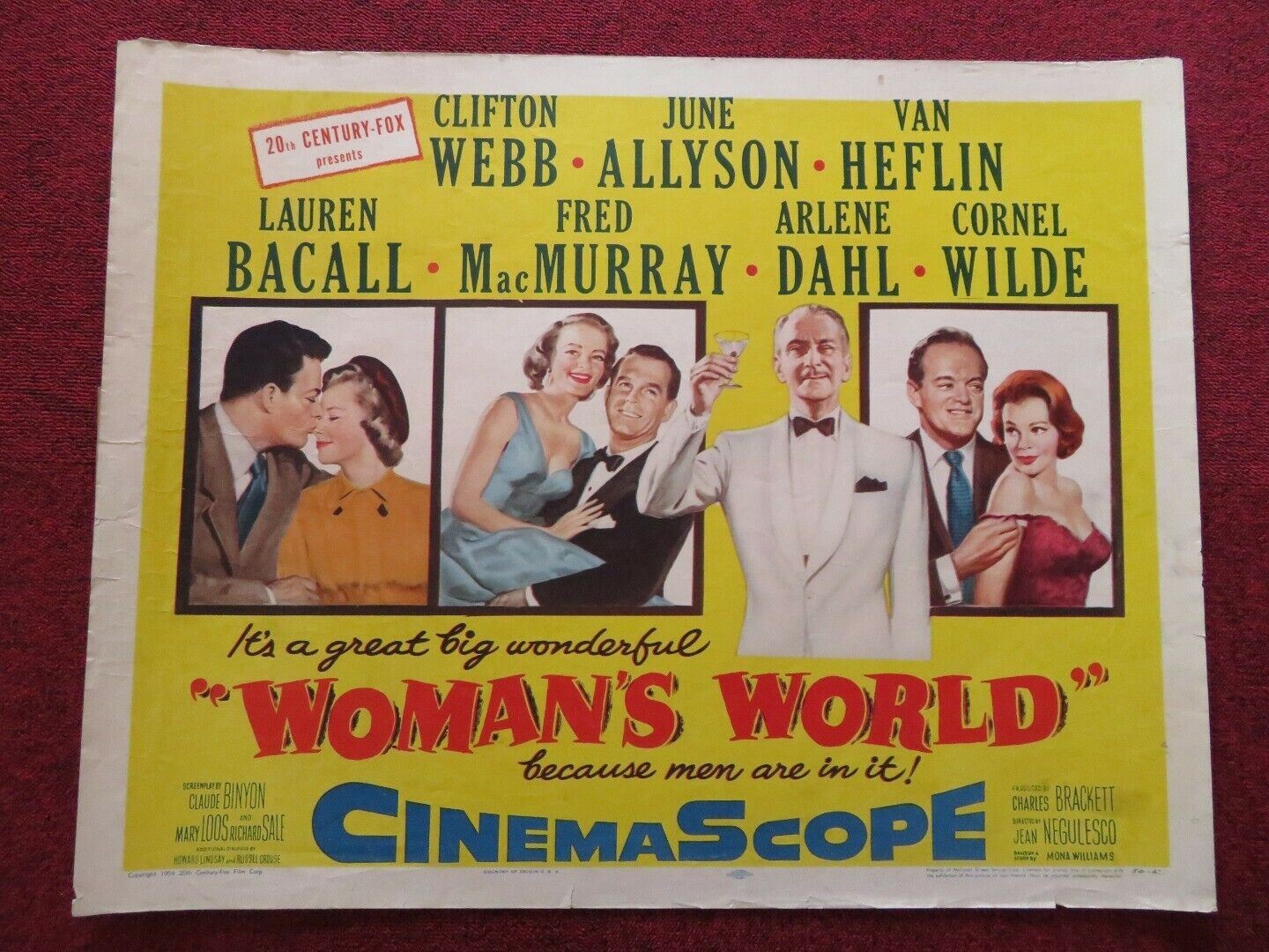 WOMAN'S WORLD US HALF SHEET (22"x 28") POSTER CLIFTON WEBB JUNE ALLYSON 1954 Movie posters
